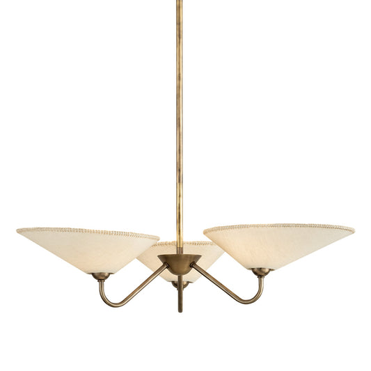 Troy Lighting Sinclair 3Lt Chandelier, Brs/Linen/Wipstich Trim