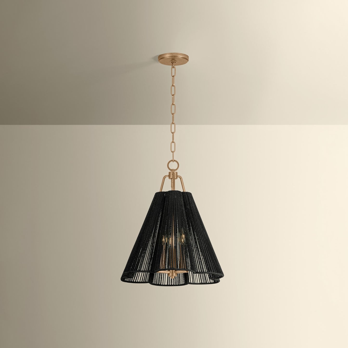 Troy Lighting Sonoma 3Lt Pendant, Gold Leaf/Espresso Abaca Rope