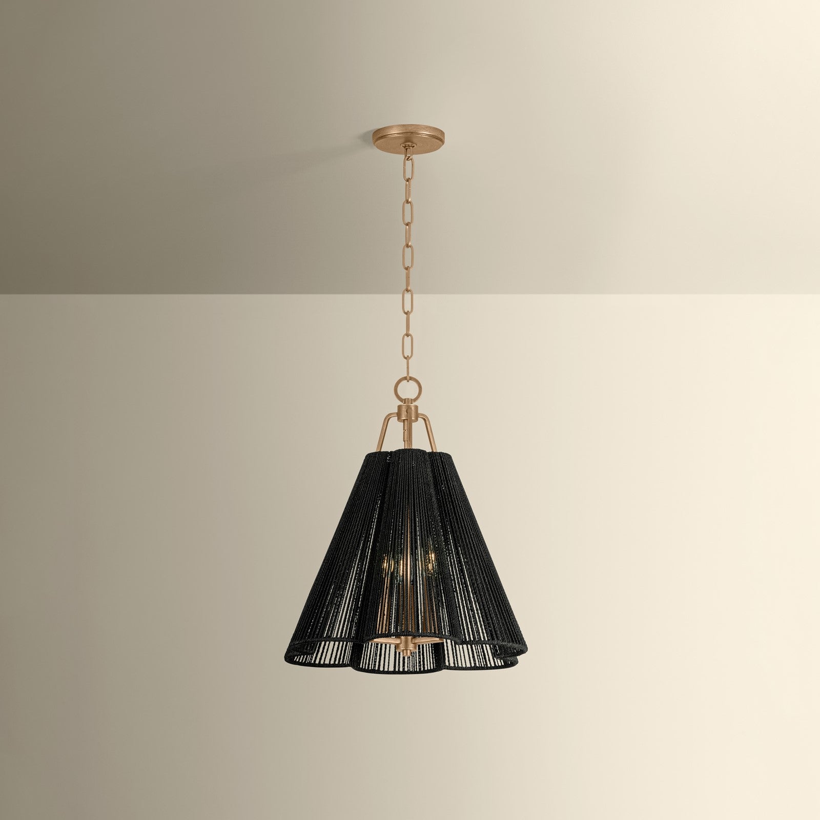 Troy Lighting Sonoma 3Lt Pendant, Gold Leaf/Espresso Abaca Rope