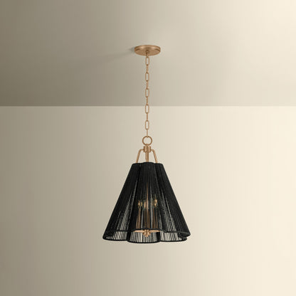 Troy Lighting Sonoma 3Lt Pendant, Gold Leaf/Espresso Abaca Rope