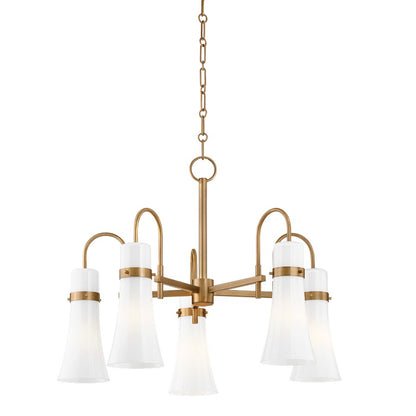 Troy Lighting Maple 5 Light Chandelier, Patina Brass/Seeded Opal - F3427-PBR