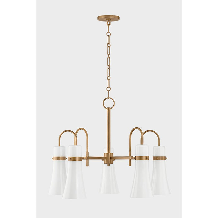 Troy Lighting Maple 5 Light Chandelier, Patina Brass/Seeded Opal