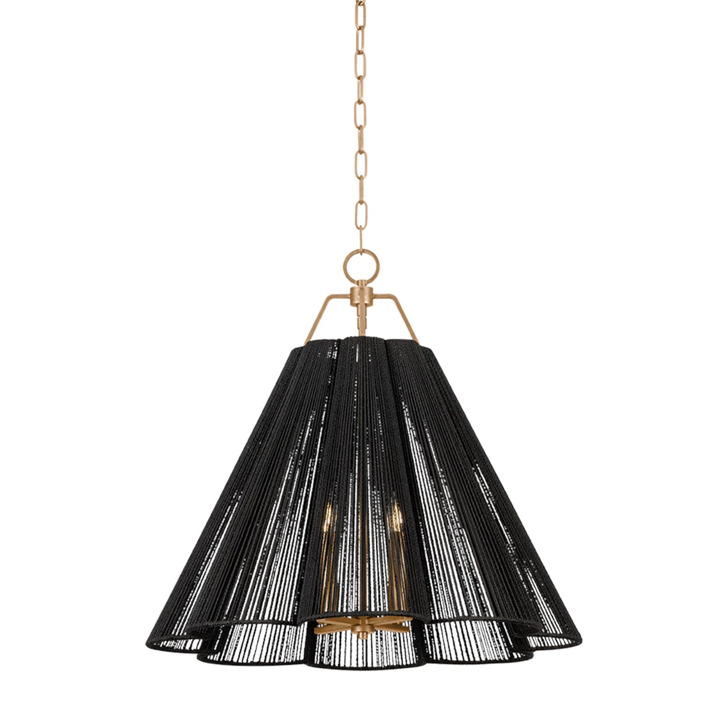 Troy Lighting Sonoma 4Lt Pendant, Gold Leaf/Espresso Abaca Rope