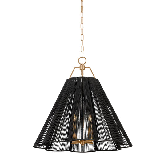 Troy Lighting Sonoma 4Lt Pendant, Gold Leaf/Espresso Abaca Rope
