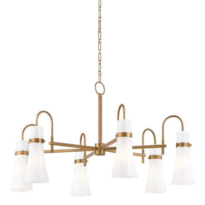 Troy Lighting Maple 6 Light Chandelier, Patina Brass/Seeded Opal - F3430-PBR