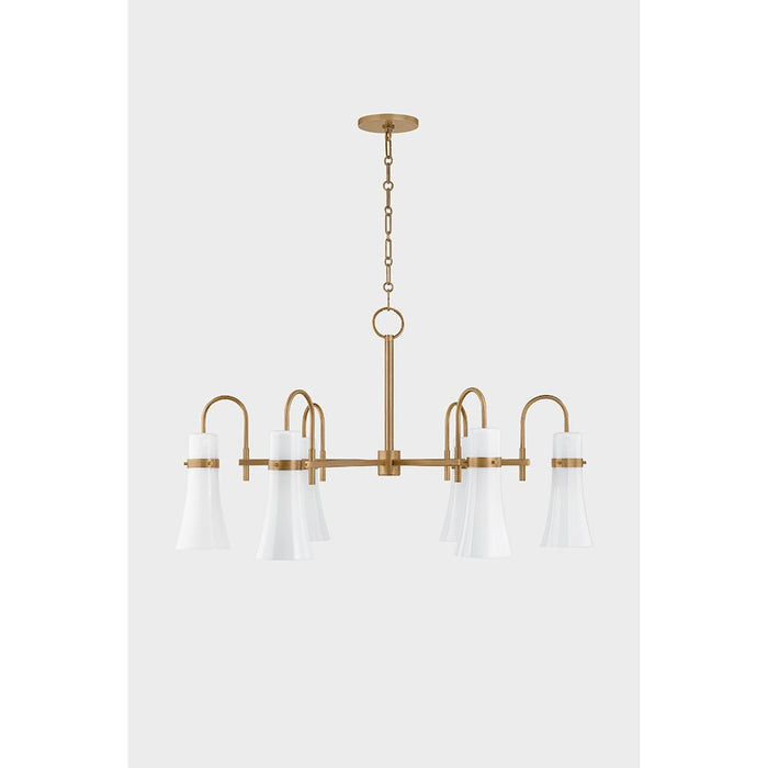 Troy Lighting Maple 6 Light Chandelier, Patina Brass/Seeded Opal