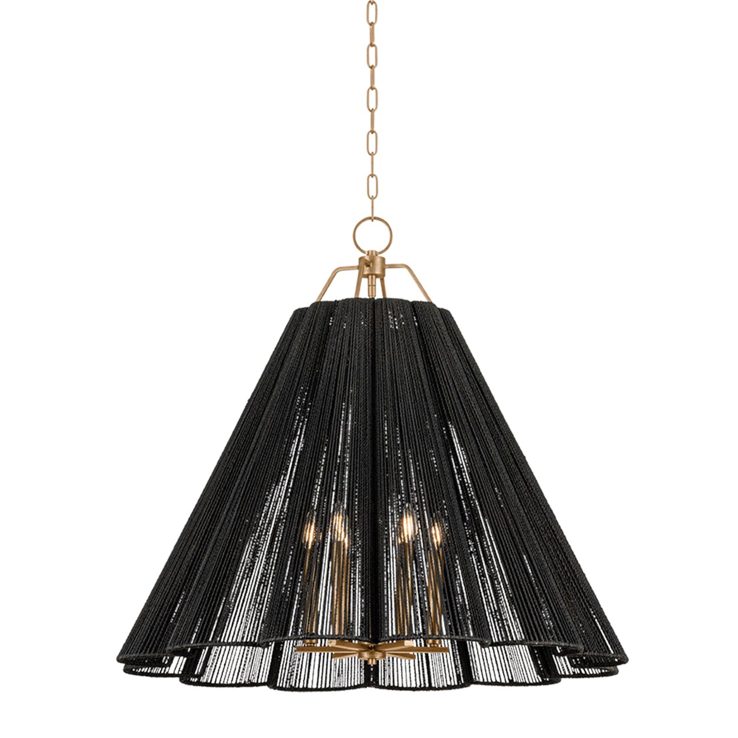 Troy Lighting Sonoma 6Lt Chandelier, Gold Leaf/Espresso Abaca Rope