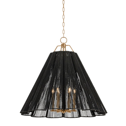 Troy Lighting Sonoma 6Lt Chandelier, Gold Leaf/Espresso Abaca Rope