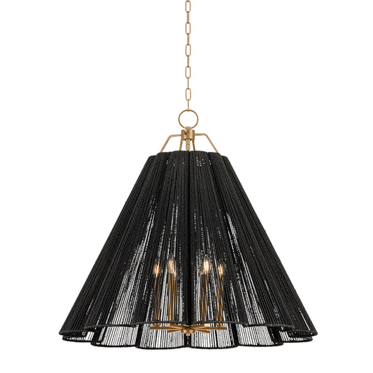 Troy Lighting Sonoma 6Lt Chandelier, Gold Leaf/Espresso Abaca Rope