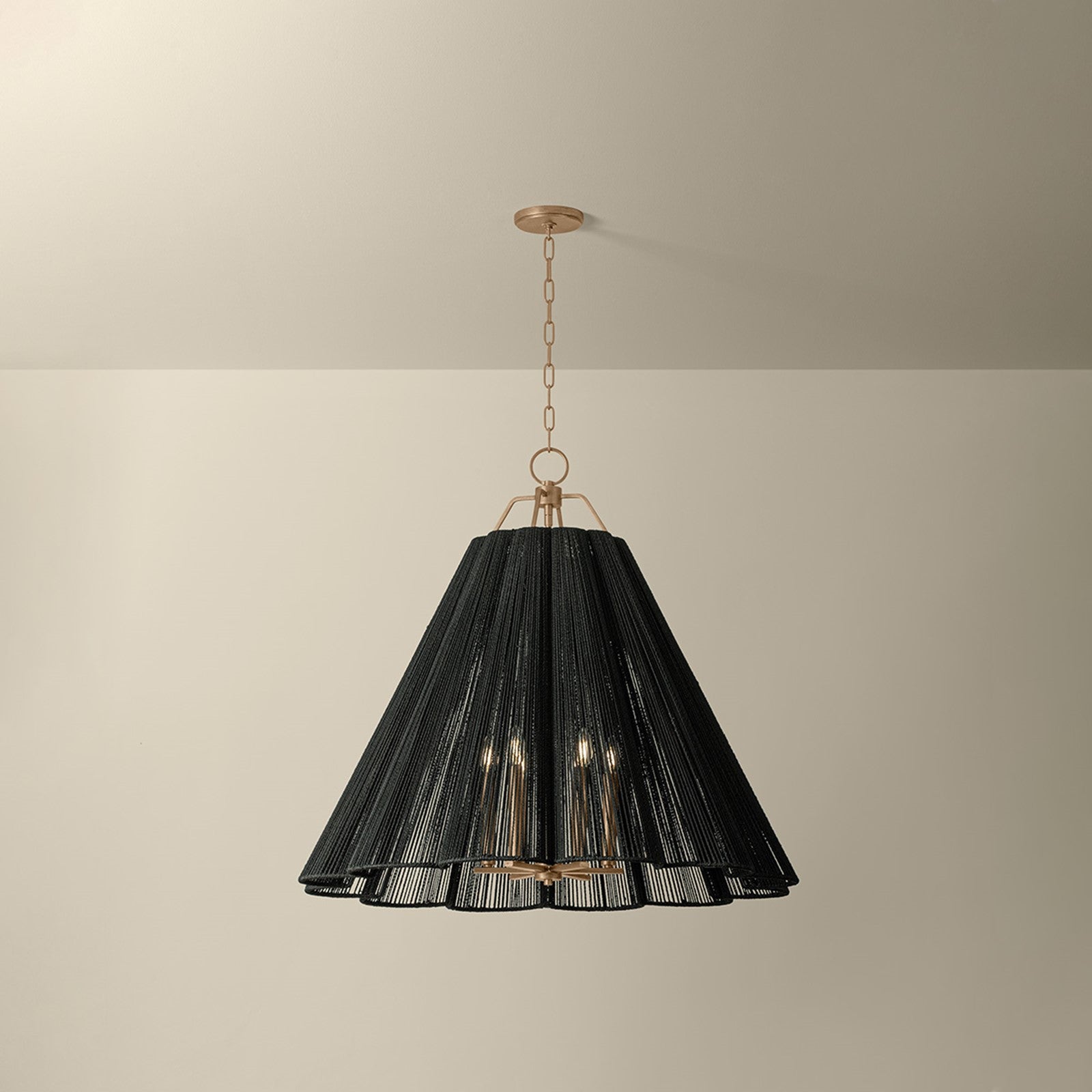 Troy Lighting Sonoma 6Lt Chandelier, Gold Leaf/Espresso Abaca Rope
