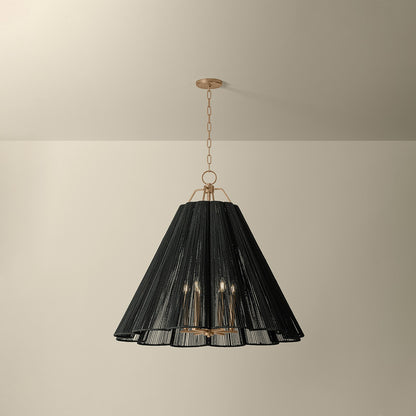 Troy Lighting Sonoma 6Lt Chandelier, Gold Leaf/Espresso Abaca Rope