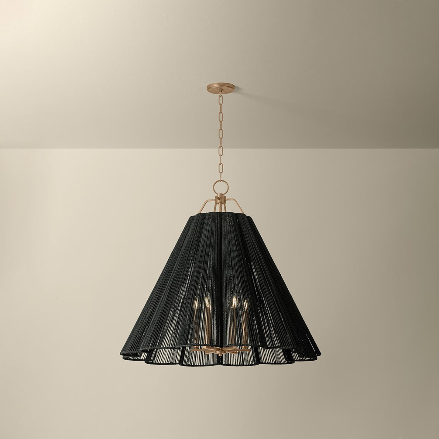 Troy Lighting Sonoma 6Lt Chandelier, Gold Leaf/Espresso Abaca Rope