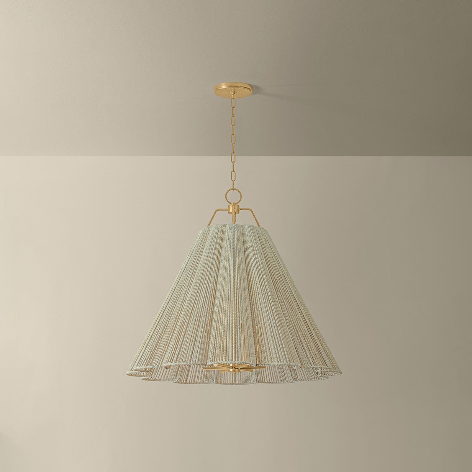 Troy Lighting Sonoma 6Lt Chandelier, Gold Leaf/Bleached Abaca Rope