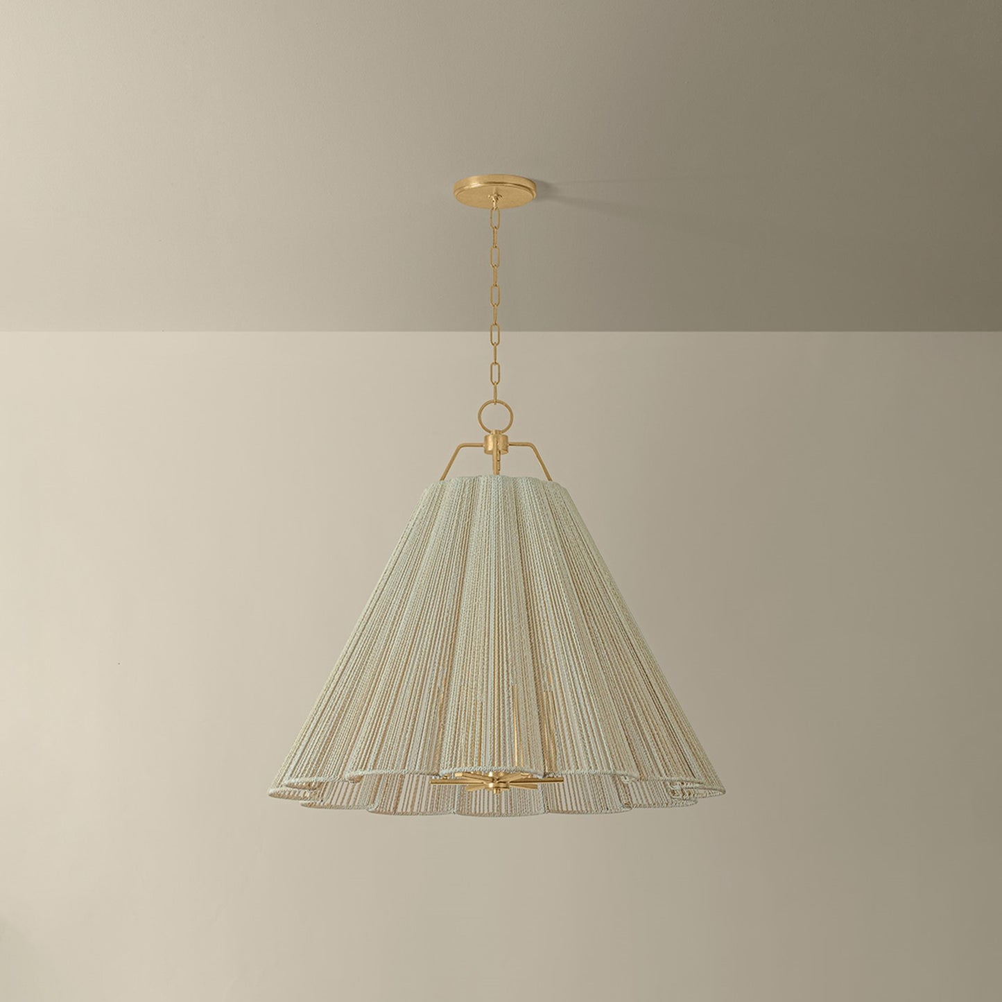 Troy Lighting Sonoma 6Lt Chandelier, Gold Leaf/Bleached Abaca Rope