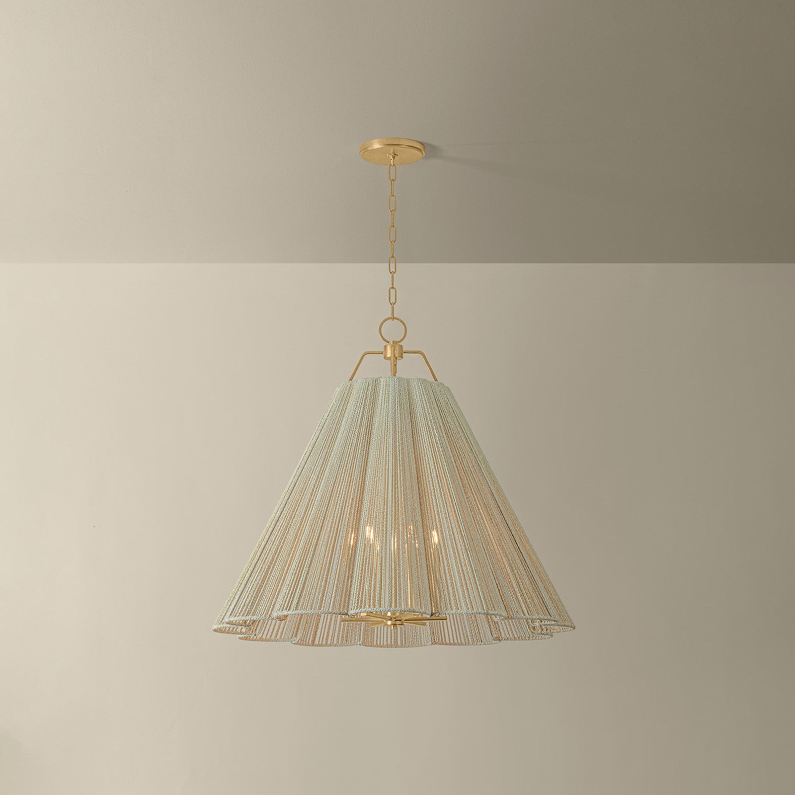 Troy Lighting Sonoma 6Lt Chandelier, Gold Leaf/Bleached Abaca Rope