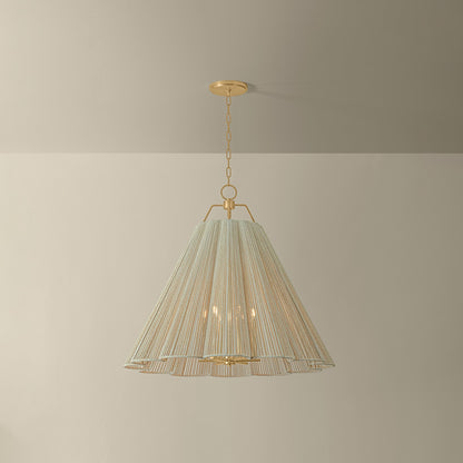 Troy Lighting Sonoma 6Lt Chandelier, Gold Leaf/Bleached Abaca Rope