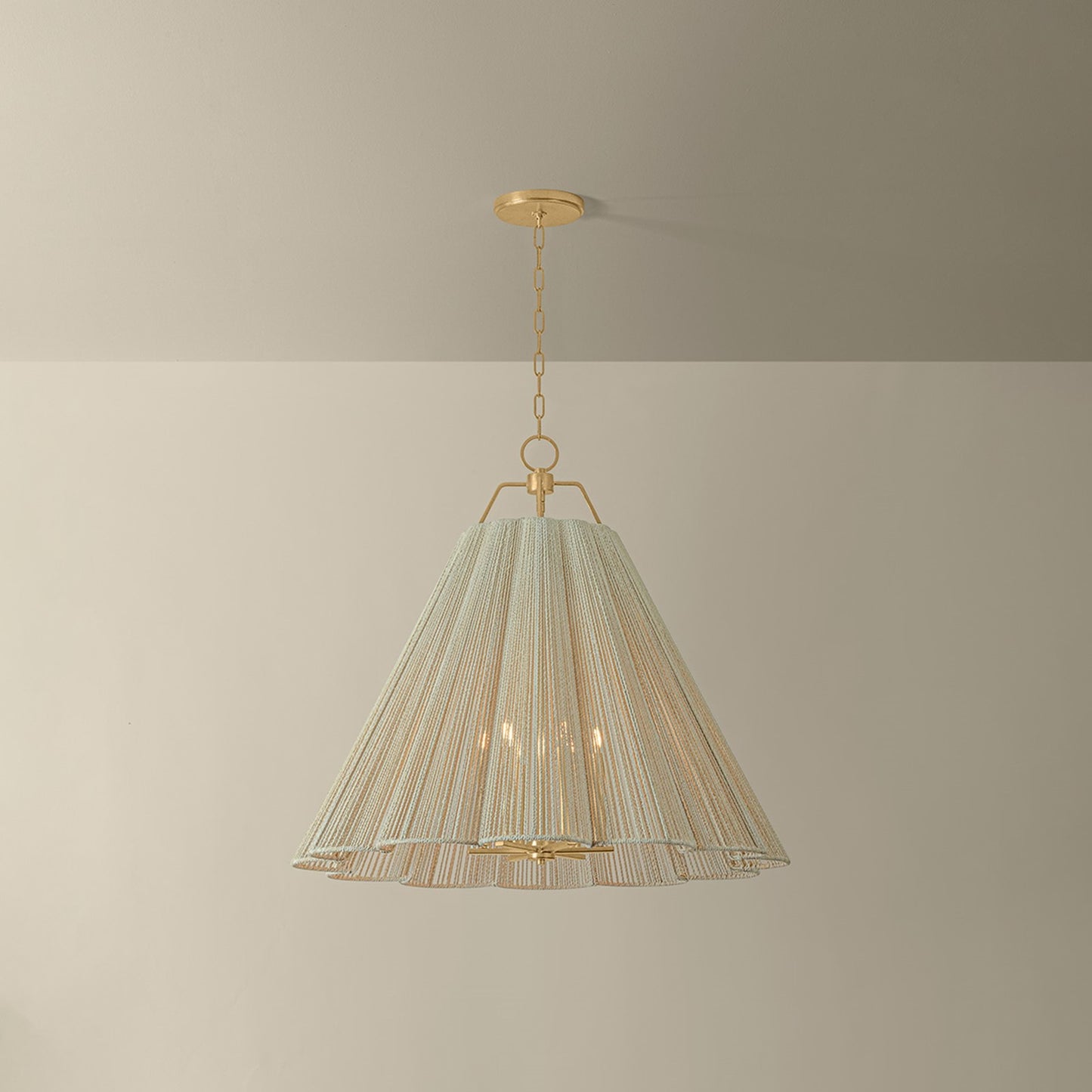 Troy Lighting Sonoma 6Lt Chandelier, Gold Leaf/Bleached Abaca Rope