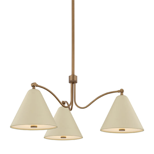 Troy Lighting Clive 3Lt Chandelier, Brs/Clear/Wht Etched Inside