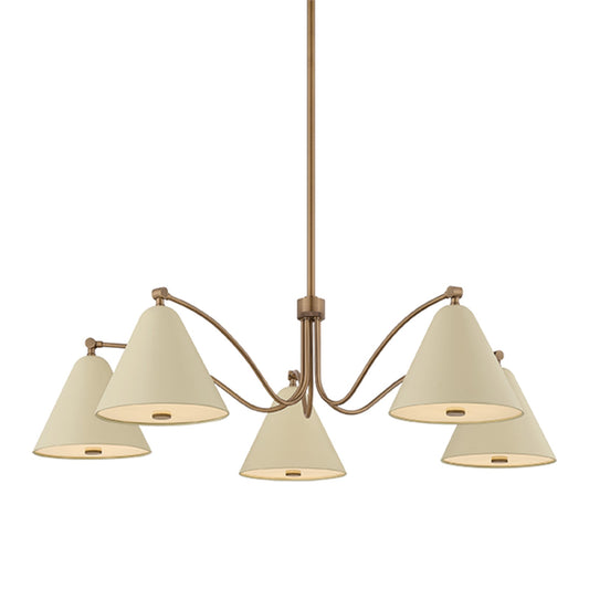 Troy Lighting Clive 5Lt Chandelier, Brs/Clear/Wht Etched Inside