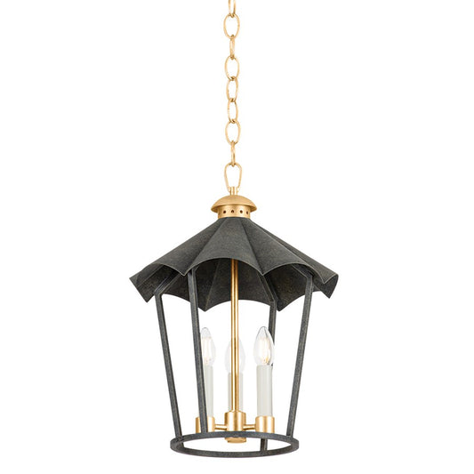 Troy Lighting Wildomar 3 Light Lantern, Gold Leaf/French Iron/ - F3714-VGL-FRN