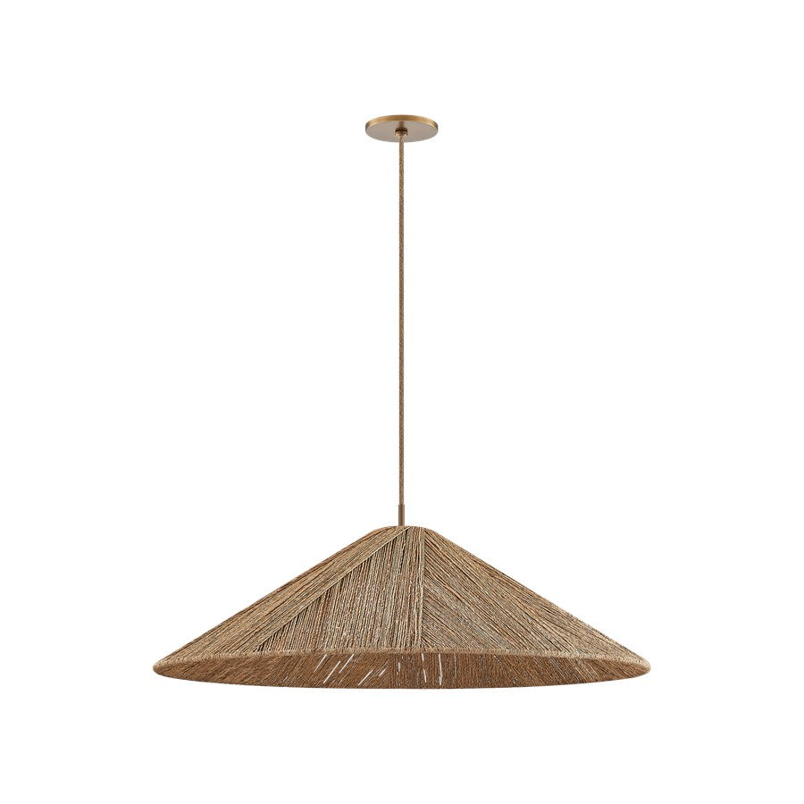 Troy Lighting Ahrens 1Lt 36" Pendant, Patina Brass/Natural String - F3736-PBR