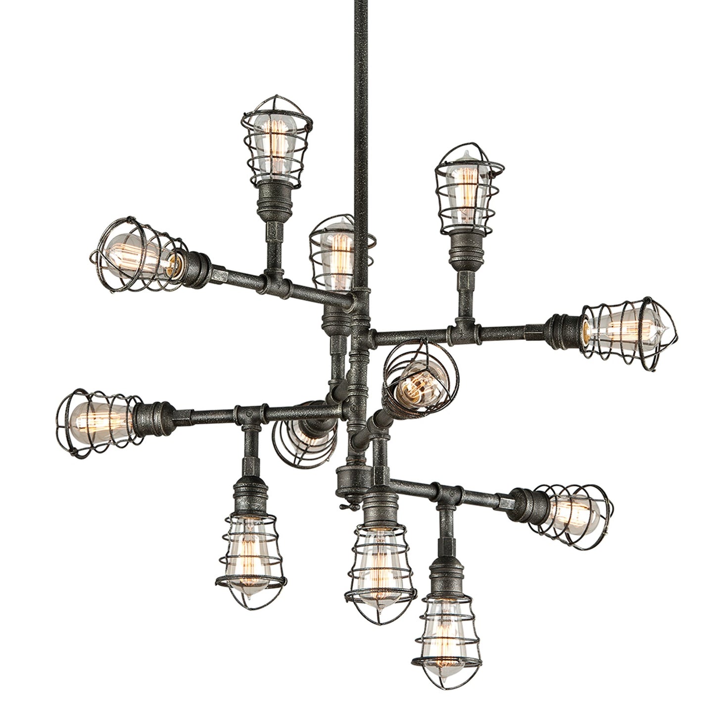Troy Lighting Conduit 12 Light 34" Chandelier, Aged Pewter - F3817-APW
