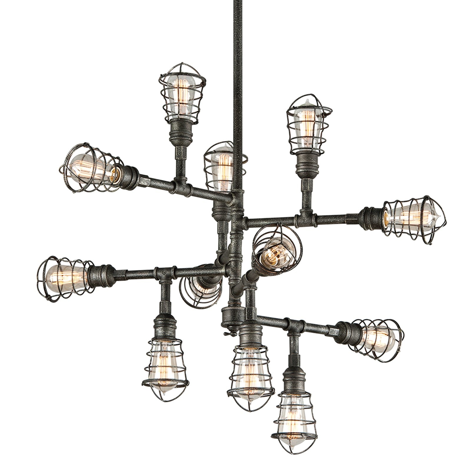 Troy Lighting Conduit 12 Light 34" Chandelier, Aged Pewter - F3817-APW