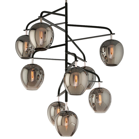 9 Light Entry Pendant, Black/Nickel