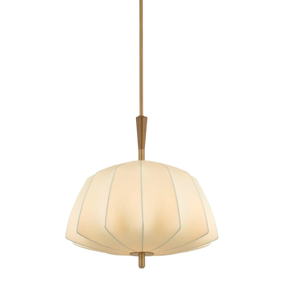 Troy Lighting Flinders 1Lt 20" Pendant, Patina Brass/Polymer Fabric - F4320-PBR