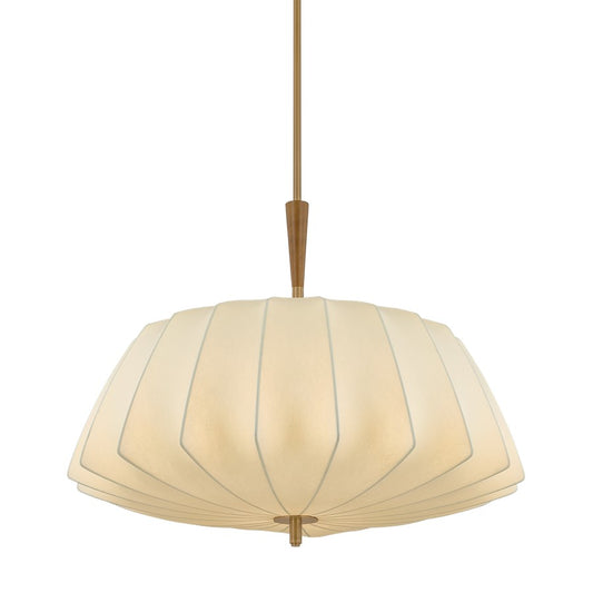 Troy Lighting Flinders 1Lt 32" Pendant, Patina Brass/Polymer Fabric - F4332-PBR