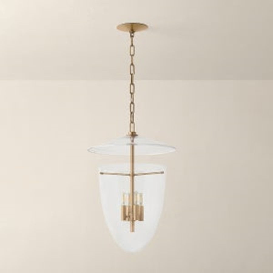 Troy Lighting Tully 4Lt Lantern, Patina Brass/Clear