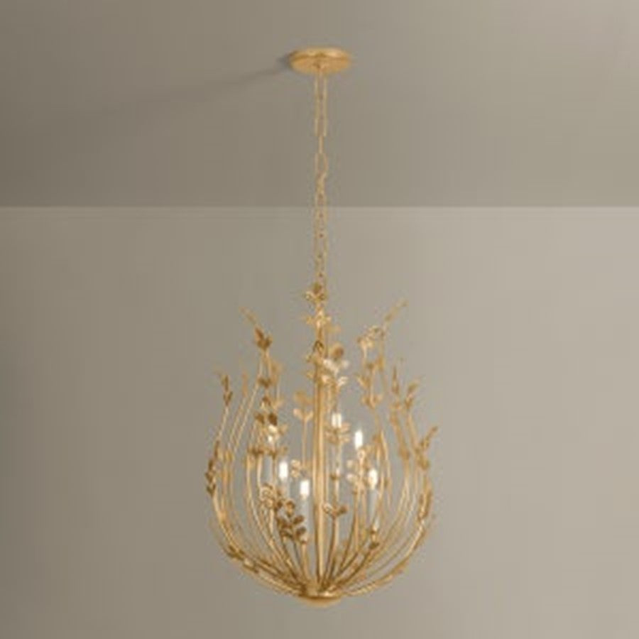 Troy Lighting Delmore 6Lt Chandelier, Vintage Gold Leaf