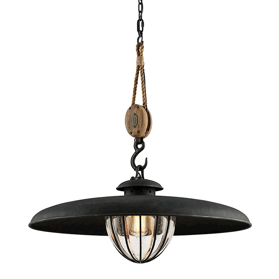 1 Light Shaded Pendant, Vintage Iron