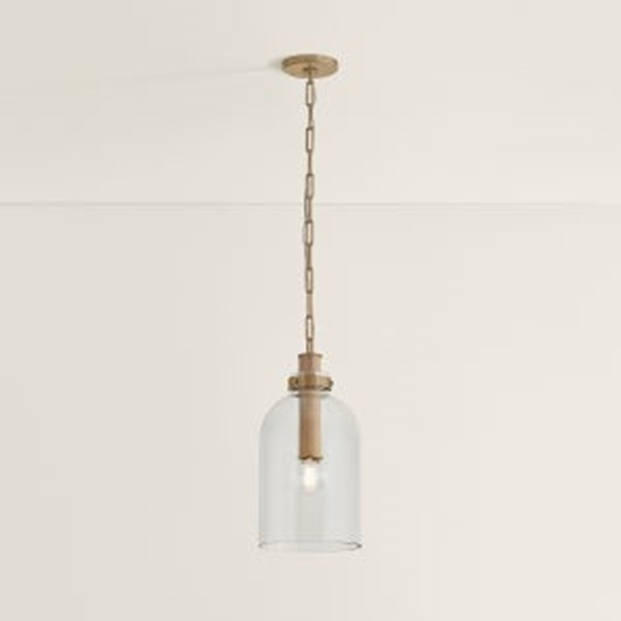 Troy Lighting Kori 1Lt 9" Pendant, Patina Brass/Clear