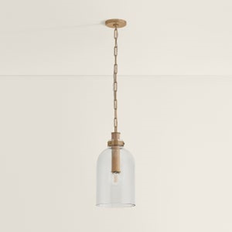 Troy Lighting Kori 1Lt 9" Pendant, Patina Brass/Clear