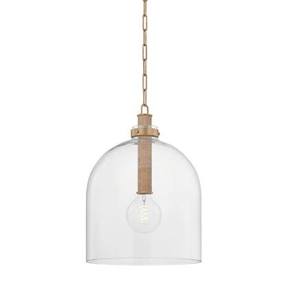 Troy Lighting Kori 1Lt 16" Pendant, Patina Brass/Clear - F4916-PBR