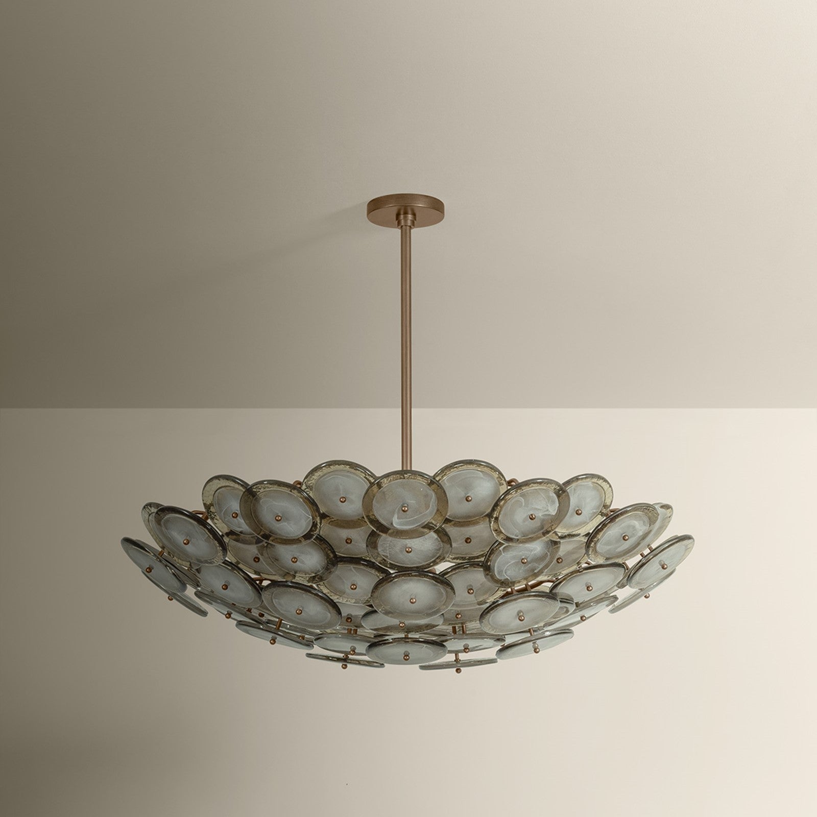 Troy Lighting Wassama 8Lt Chandelier, Brass/Blonchino Piastre, Brz