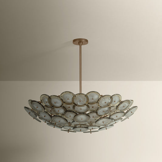 Troy Lighting Wassama 8Lt Chandelier, Brass/Blonchino Piastre, Brz