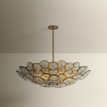Troy Lighting Wassama 8Lt Chandelier, Brass/Blonchino Piastre, Brz