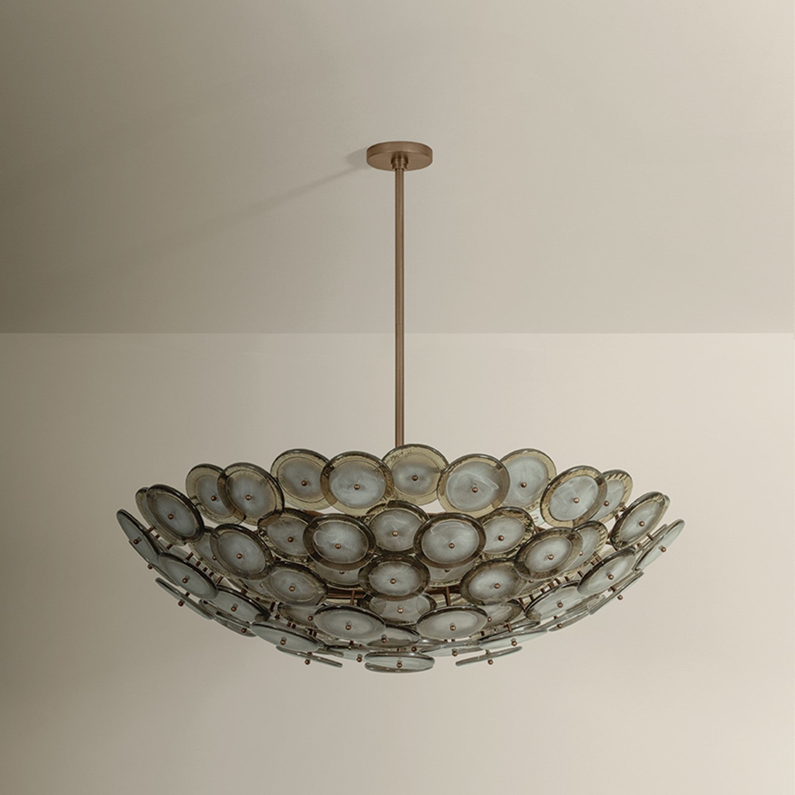 Troy Lighting Wassama 14Lt Chandelier, Brass/Blonchino Piastre, Brz