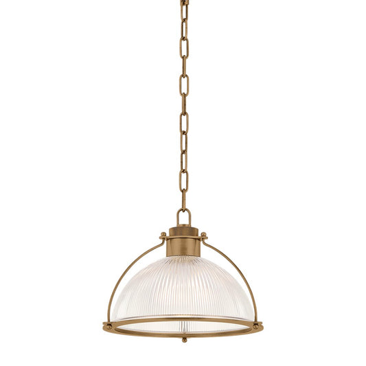Troy Lighting Glint 1Lt 14" Pendant, Patina Brass/Holophane - F5414-PBR