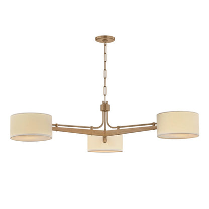 Troy Lighting Mailo 3Lt Chandelier, Patina Brass/White Linen 1 - F5650-PBR