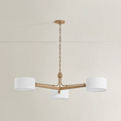 Troy Lighting Mailo 3Lt Chandelier, Patina Brass/White Linen 1