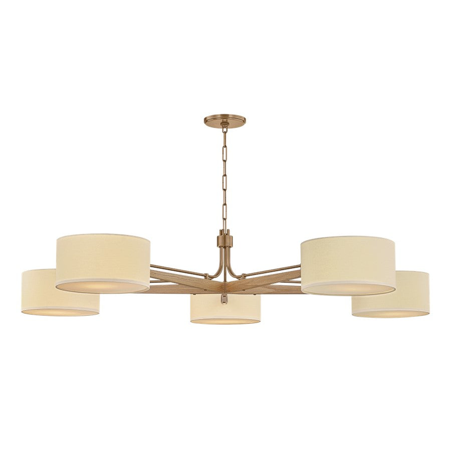Troy Lighting Mailo 5Lt Chandelier, Patina Brass/White Linen 1 - F5665-PBR