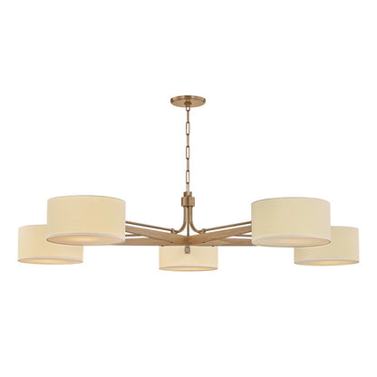 Troy Lighting Mailo 5Lt Chandelier, Patina Brass/White Linen 1 - F5665-PBR