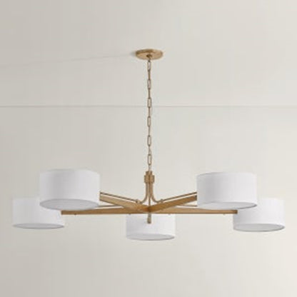 Troy Lighting Mailo 5Lt Chandelier, Patina Brass/White Linen 1