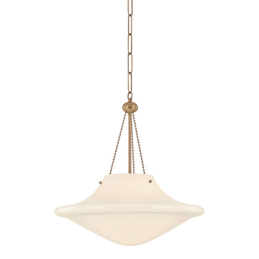 Troy Lighting Era 1Lt 18" Pendant, Patina Brass/Opal Glossy - F5718-PBR