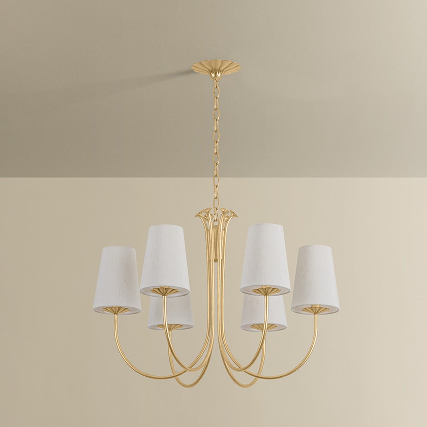 Troy Lighting Weiland 6 Light Chandelier, Vintage Gold Leaf/Raw Silk