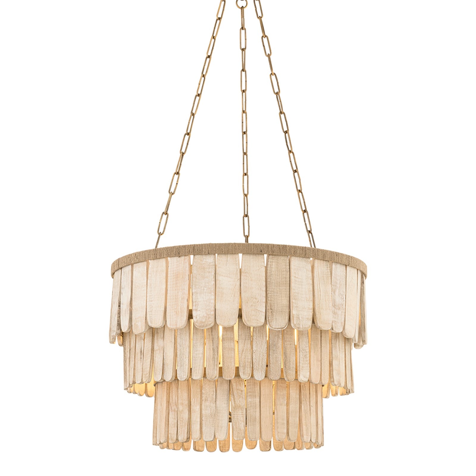 Troy Lighting Bentley 6Lt Chandelier, Brass/Whitewashed Mango Wood