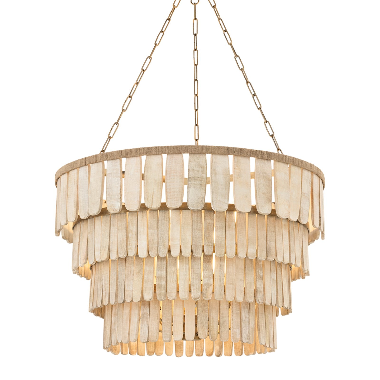 Troy Lighting Bentley 12Lt Chandelier, Brass/Whitewashed Mango Wood